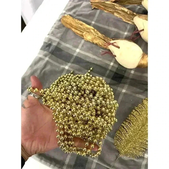 VTG 12x Christmas Decorations Gold Glitter Feathers Feather Birds Ornaments - Picture 14 of 15